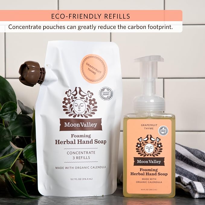 Moon Valley Foaming Hand Soap Refill Pouch, Two-Pack Grapefruit Thyme Soap - Image 6