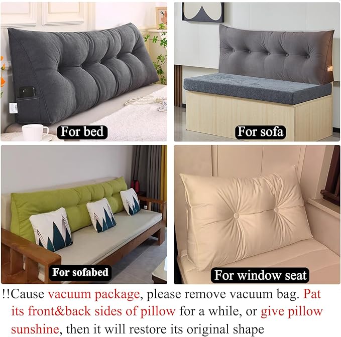 SAMTY Triangular Wedge Pillow headboard King Size for Couch Large headboard Pillow with Removable Cover Back Rest Pillows for Sitting up in Bed