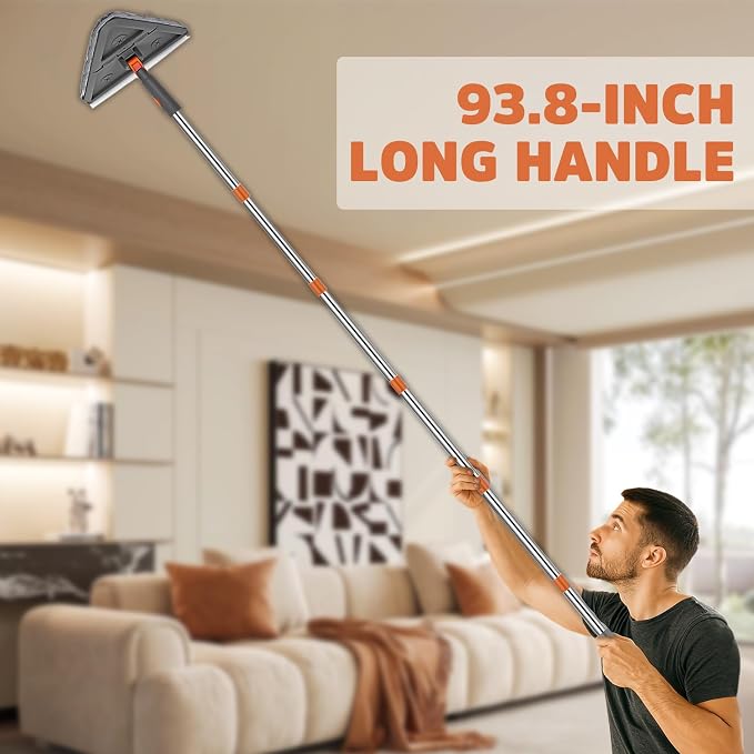 Wall Cleaner Mop with 94" Long Handle, 2-in-1 Triangle & Rectangle Head with - Image 9