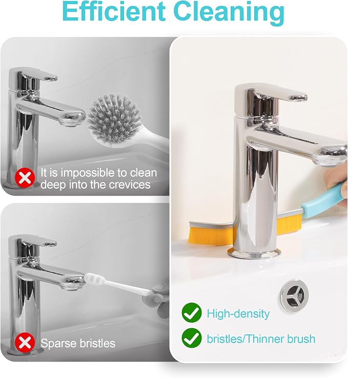 JOYMOOP 4 Pack Crevice Cleaning Brush, Turquoise Hard Bristle Grout Brush - Image 9