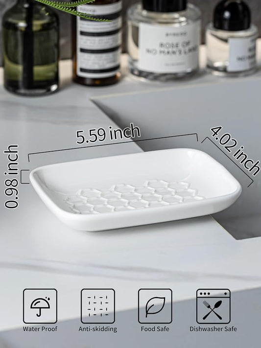 Gomakren Soap Dish for Shower, Bar Soap Holder, Ceramic Soap Dishes for Bar Soap - Image 2