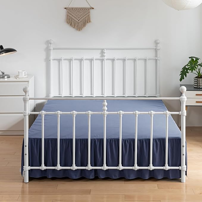 Bed Skirt Full Size Ruffled Bed Skirts with Split Corners, 16 Inch Drop Dust Ruffle Bed Skirt with Platform, Blue, Full - 16" Drop