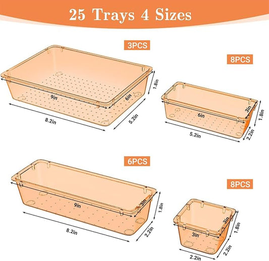 SpaceHacks 25 PCS Plastic Drawer Organizer Set, 4-Size Versatile Organizer - Image 2