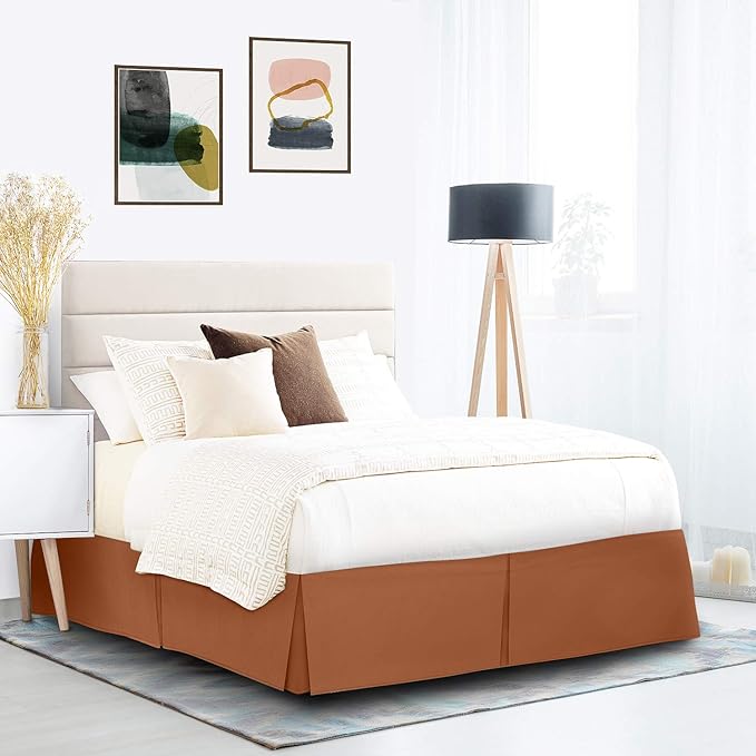 Nestl Rust Bed Skirt King Size - King Bed Skirt 14 Inch Drop - Brushed Microfiber Bed Skirts - Hotel Quality Pleated Bed Skirt - Shrinkage & Fade Resistant