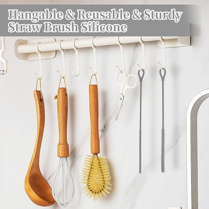 2Pcs Silicone Straw Cleaning Brushes, Extra Long, Used - Image 7