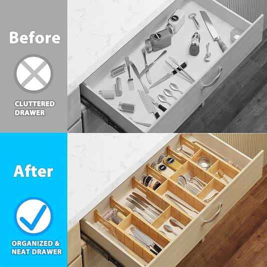 6 Pack Bamboo Drawer Dividers - Image 2