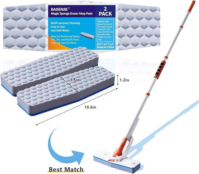 Mops Pad for Floor Cleaning, Magic Sponges Eraser Cleaning Mop Pads Refills - Image 2
