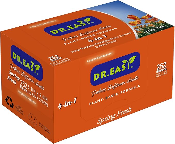 DR.EASY Dryer Sheets Plant Based Formula 252 Ct Fabric Softener sheets - Image 8