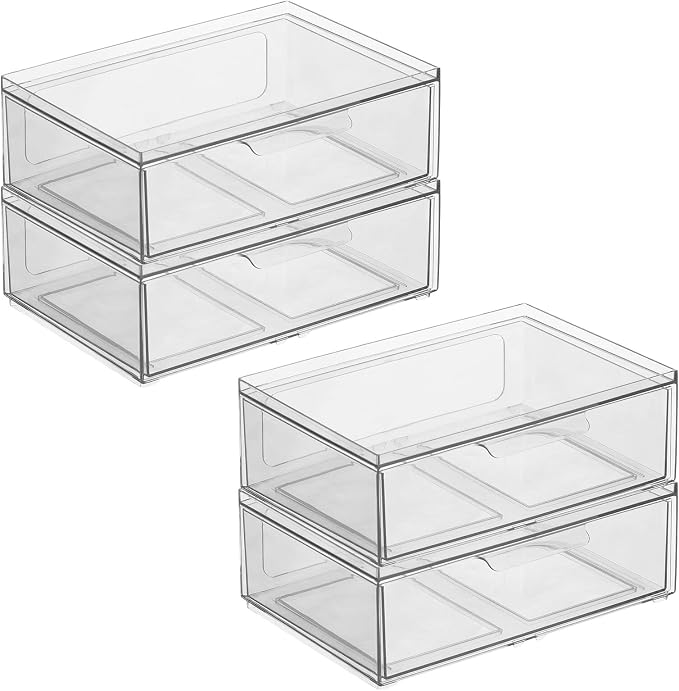 mDesign Plastic Wide Stackable Kitchen Storage Organizer Bin Containers - Image 9