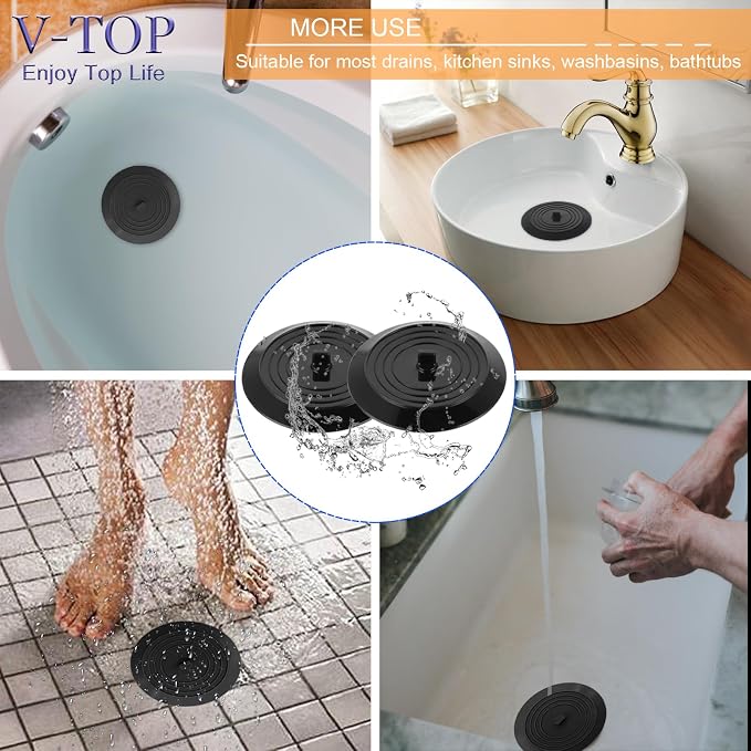 V-TOP Bathtub Drain Stopper 2 Pack, 5 inches Silicone Tub Stopper Shower Drain - Image 7