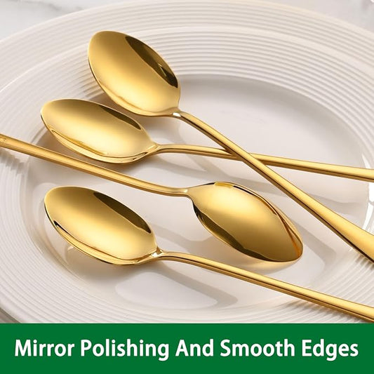7.5 Inch Gold Iced Tea Spoons, Long Handle Stirring Spoon - Image 2
