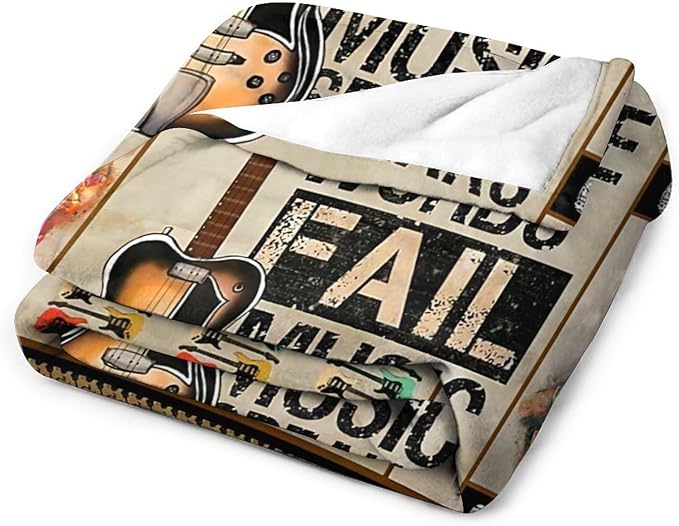 Guitar Blanket Guitar Gifts for Boys Men Music Throw Blanket for Kids Adults Soft Warm Cozy Fleece Blanket for Couch Sofa Bed 50"x60"