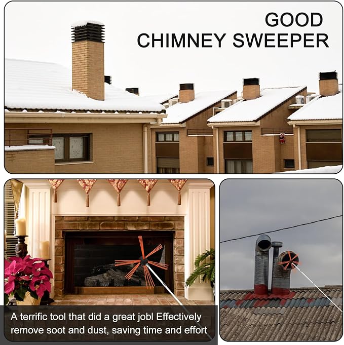 Chimney Sweep Brushes Replacement, 1/2'' External Thread, Brush Cleaning Range - Image 7