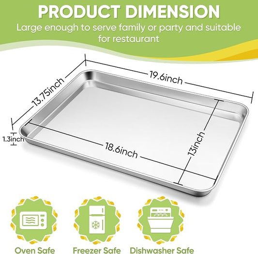 TeamFar Stainless Steel Baking Sheet, 20’’ x 14’’ Large Baking Sheet Pan - Image 2