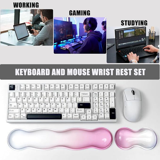 Ergonomic Gel Keyboard and Mouse Wrist Rest Set – Clear Wrist Rest - Image 2