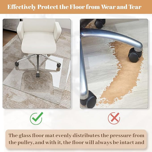 Tempered Glass Floor Mat for Office Chair, for Carpeted or Hard Floor, - Image 2