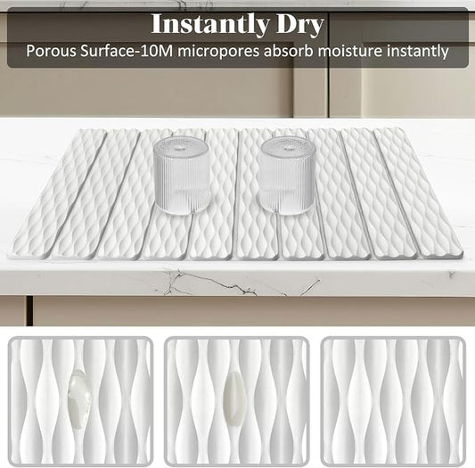 Stone Dish Drying Mat for Kitchen Counter, Kitchen Counter Mats for Dishes - Image 2