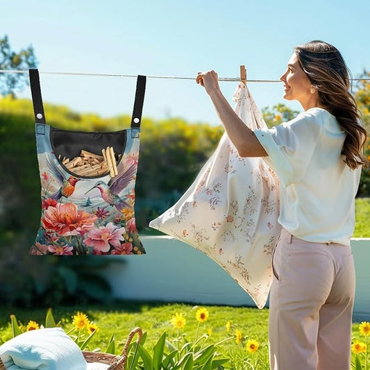 Hummingbird Hibiscu Large Capacity 14.5 x 12 Inch Clothespin Bag - Image 2