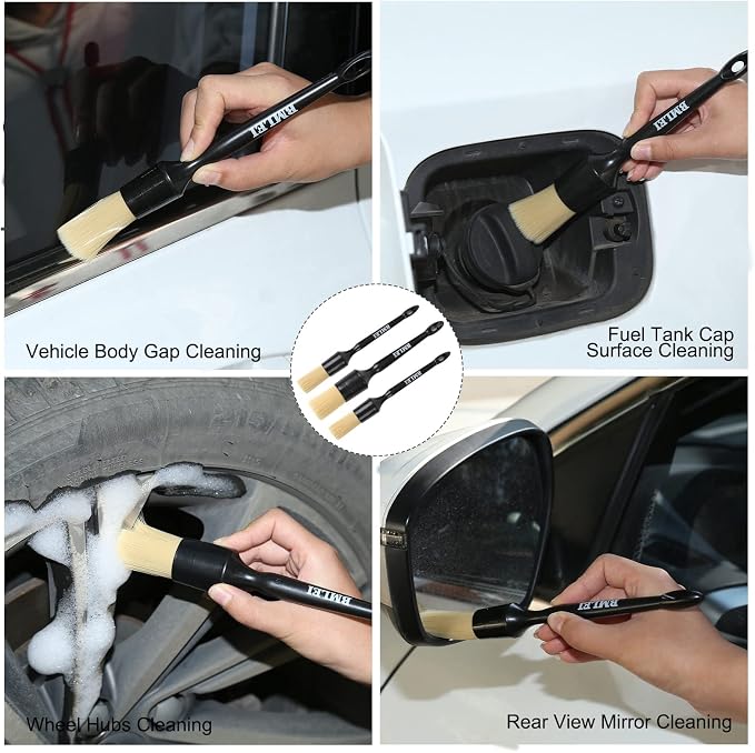 5pcs Car Detailing Brushes Set, Boars Hair Auto Car Detail Brush Kit No Scratch - Image 6