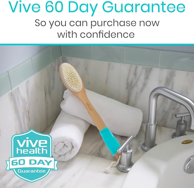 Vive Back Scrubber for Shower – Long Handle Dry Brushing Body Brush - Image 8