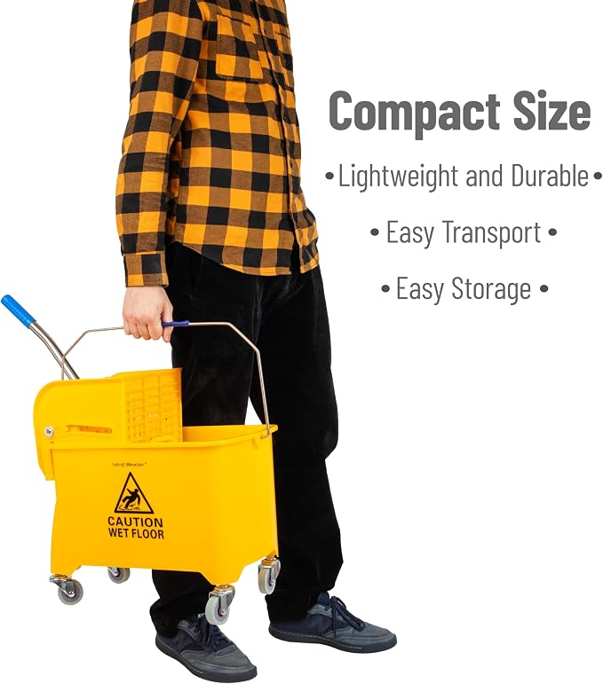 Mind Reader Bucket with Wringer and Mop Set, 22 Qt, Floor Cleaning, 16.25" L x - Image 8