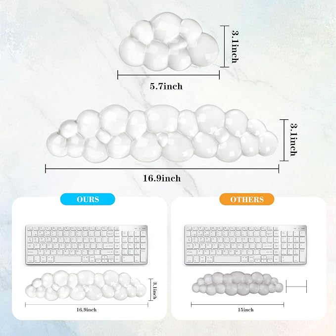 YOWKA Ergonomic Wrist Rest Set for Keyboard and Mouse, Cooling Gel Support - Image 7