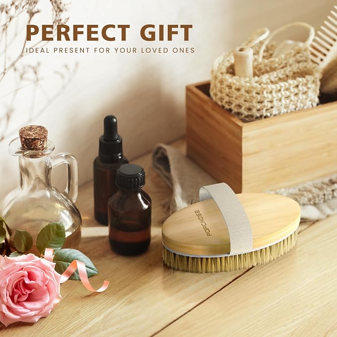 POPCHOSE Dry Brushing Body Brush, Natural Bristle Dry Skin Exfoliating Brush - Image 7