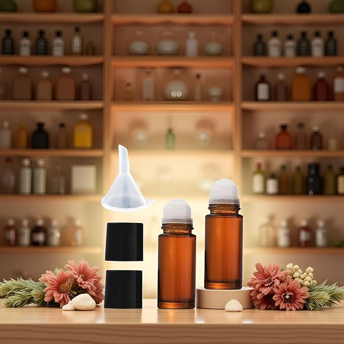 2Pcs Brown 30ml Glass Essential Oil Roller Bottles Refillable Roll on Bottles - Image 9