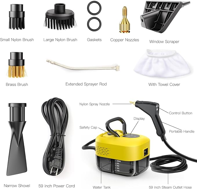 Steam Cleaner for Home&Kitchen, 212°F High Temperature, 1200ML Tank, Portable - Image 6
