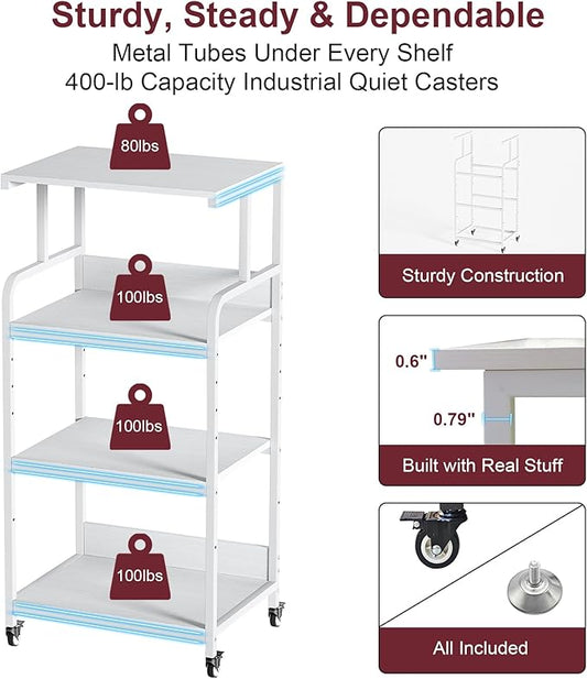 4 Tier White Printer Stand - Image 2