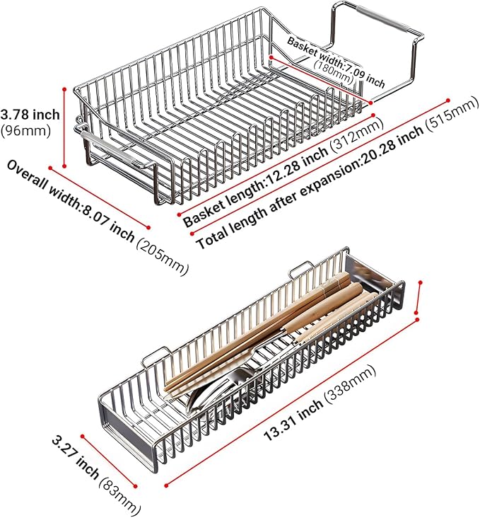 304 Stainless Steel Over Sink Counter Top Perfect Dish Drainer, Extendable - Image 7