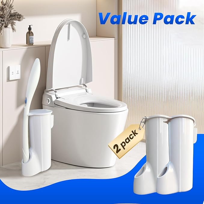 2 Packs Toilet Wand Caddy Holder, Disposable Brush Kit, Stand Toilet Cleaning - Image 5