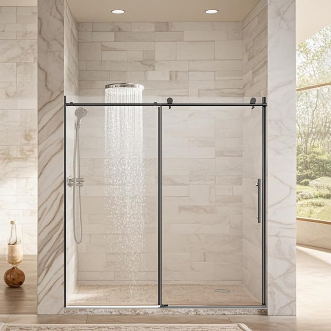 Frameless Sliding Shower Door 72” W x 76” H, 3/8” Tempered Glass, Single Bypass - Image 9