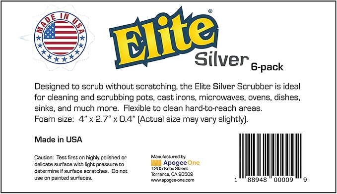 Elite Silver Scrubber Sponge, 6 Pack, Non Scratch, Sponges - Image 7