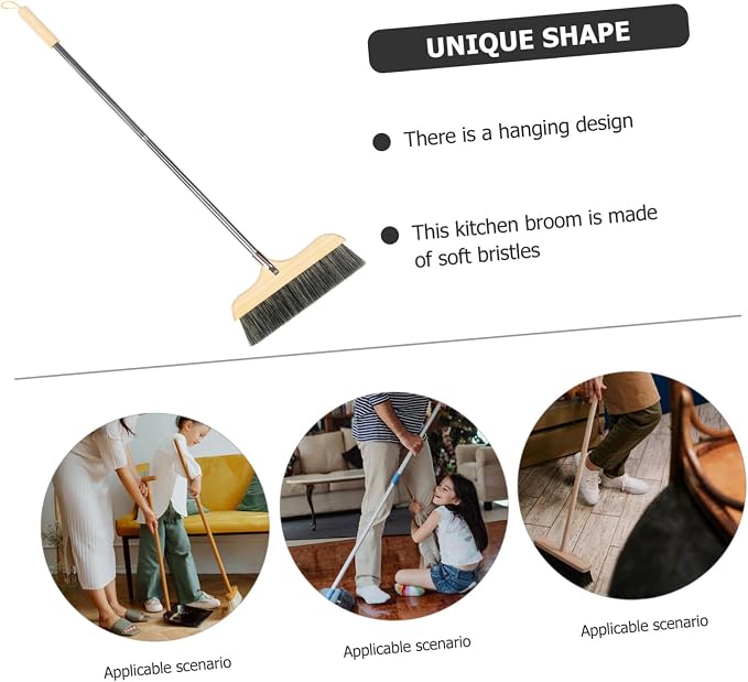 Soft Bristle Broom with Long Handle Frame Floor Brush - Image 9