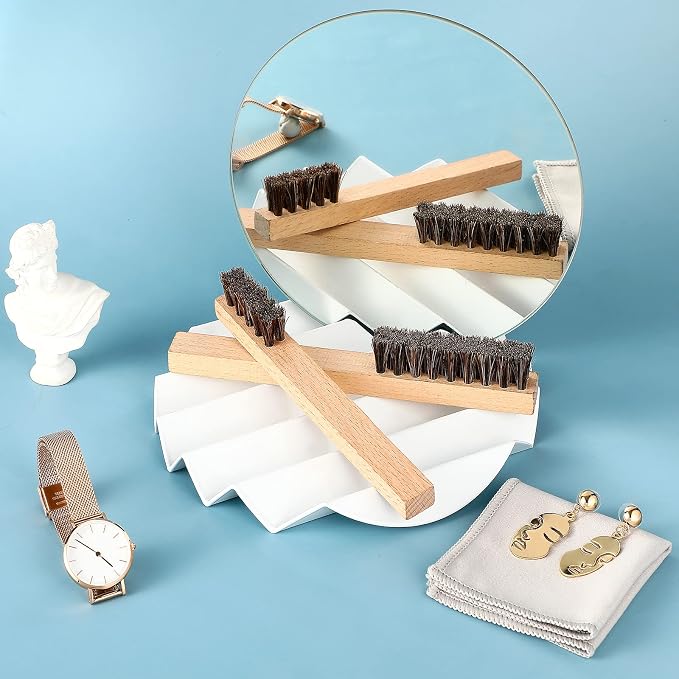 Patelai 6 Pieces Silver Polish Set, 4 Silver Cleaning Horsehair Brushes - Image 6