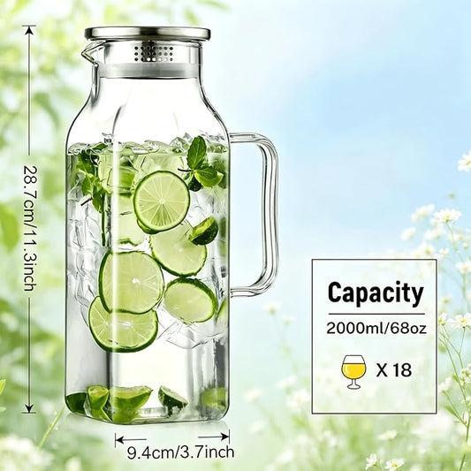 1 Pack 2 Liters/68 oz Square Glass Pitcher - Image 2