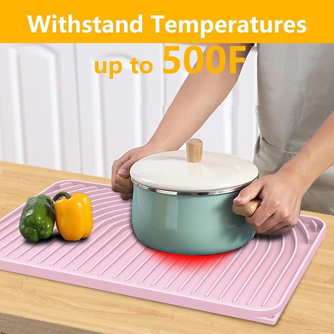 Silicone Drying Mat for Kitchen Counter, Dish Drying Rack Matt - Image 6