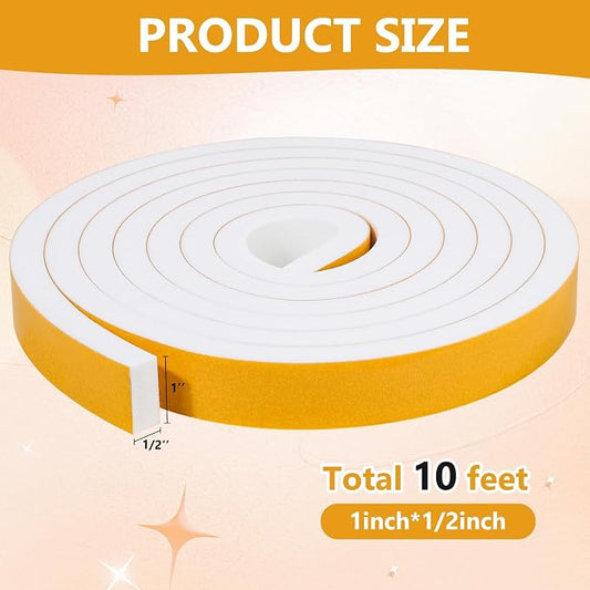 Weather Stripping Seal for Door Window, 10Feet High Density Foam Tape, - Image 2