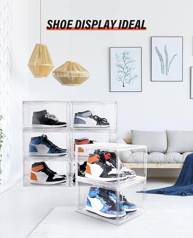 KDOR Shoe Box for sneakers,Closet, hat Clear Plastic Stackable 10 Pack Sneaker - Image 6