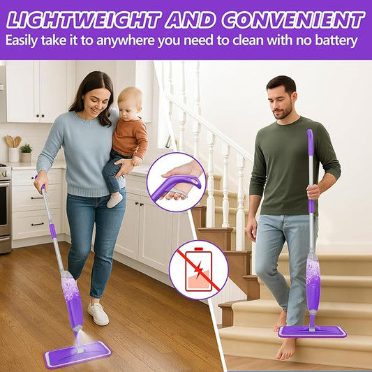 HOMTOYOU Spray Mops for Floor Cleaning: Wet Mop for Hardwood Tile Wood Laminate - Image 2