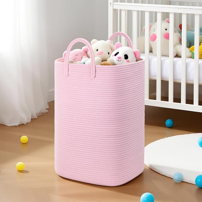 Laundry Basket, Woven Cotton Rope Laundry Hamper, 40L Versatile Storage - Image 6