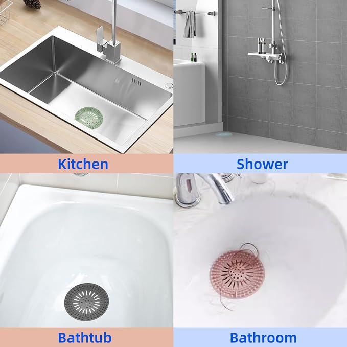 2 Pack, Drain Strainers, Hair Catcher Shower Drain Covers Protector, Flexible - Image 4