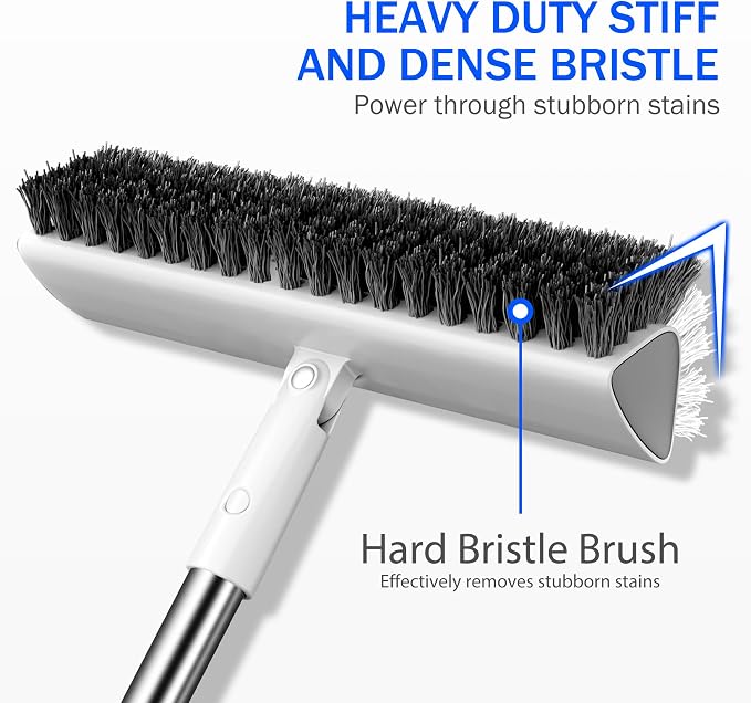 Grout Brush with Long Heavy Duty Handle, 180° Swivel Floor Scrub Brush - Image 8