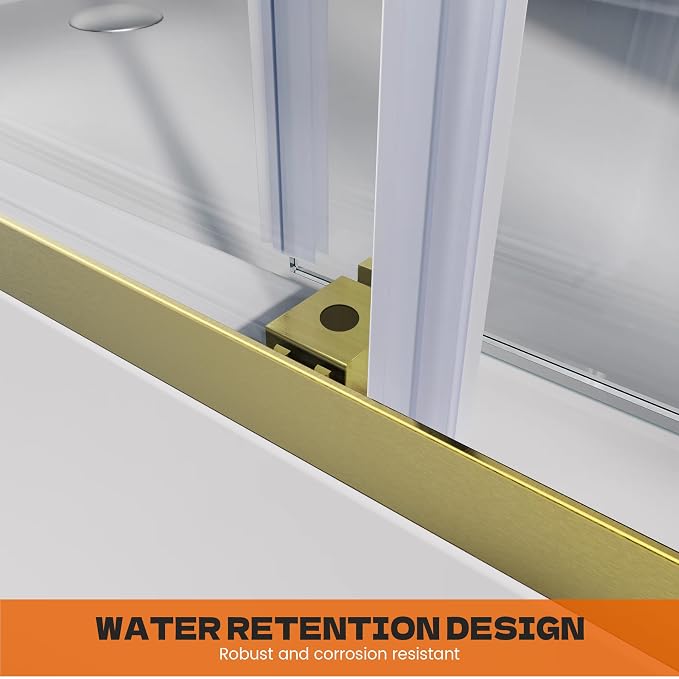 Bathtub Shower Door, 5/16" Certified Clear Tempered Glass, Brushed Gold - Image 7