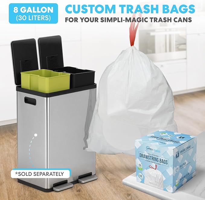 Simpli-Magic 18.5 Gallon Dual Compartment Step Trash Can – Kitchen Garbage Can - Image 9