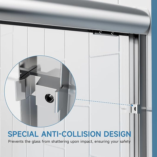 56-60" W x 57" H Semi-Frameless Bathtub Sliding Doors, 1/4" Tempered Glass - Image 2