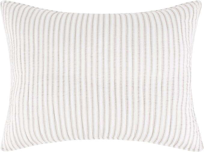 Levtex Home Tobago Stripe Taupe Reversible King/Cal King Quilt Set (106x92in) and 2 Pillow Shams (36x20in) - Striped - Taupe, White - Cotton King Size Quilt Bedding Set - Lightweight Soft Pre-Washed