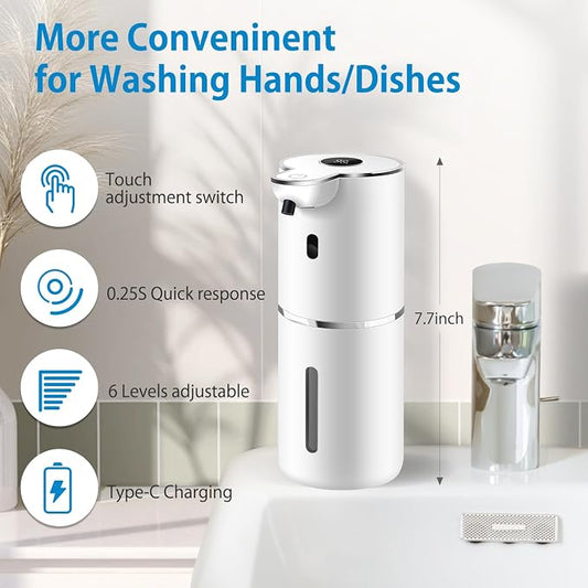 Automatic Liquid Soap Dispenser 12.8oz, Rechargeable & 6 Levels Soap Adjustable - Image 2