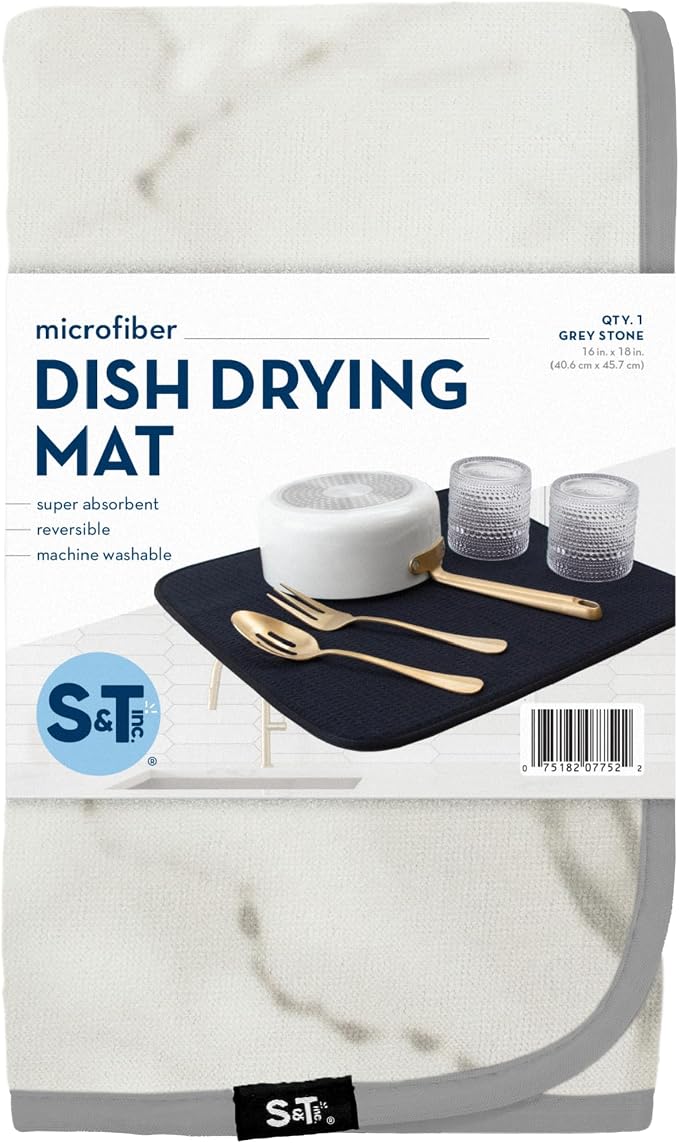 S&T INC. Dish Drying Mat, 16” x 18”, Absorbent Microfiber Kitchen Counter Mat - Image 8